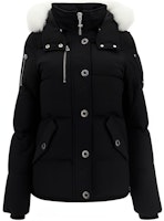 (Women) Moose Knuckles Black Down Jacket with Detachable Hood and Logo Patch. M32LJ129S-1001 (Women) Moose Knuckles Black Down Jacket with Detachable Hood and Logo Patch. M32LJ129S-1001