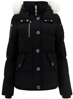 (W) Moose Knuckles 黑色鹅绒外套可拆帽子带标志补丁. M32LJ129S-1001 Buy (W) Moose Knuckles 黑色鹅绒外套可拆帽子带标志补丁. M32LJ129S-1001