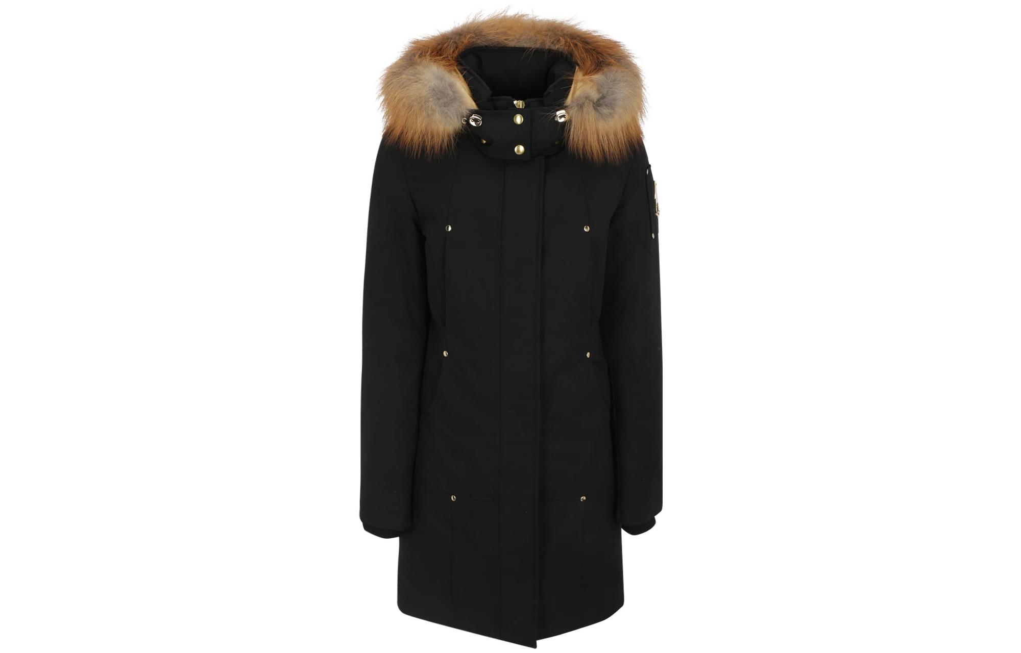 (Women) Moose Knuckles  Black Down Jacket with Fur Trim Hood. M39LP203GH-294