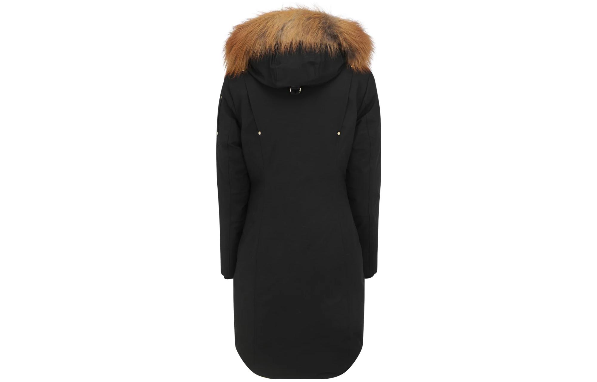 Lookbook (W) Moose Knuckles 黑色羽绒服带毛领帽。 M39LP203GH-294