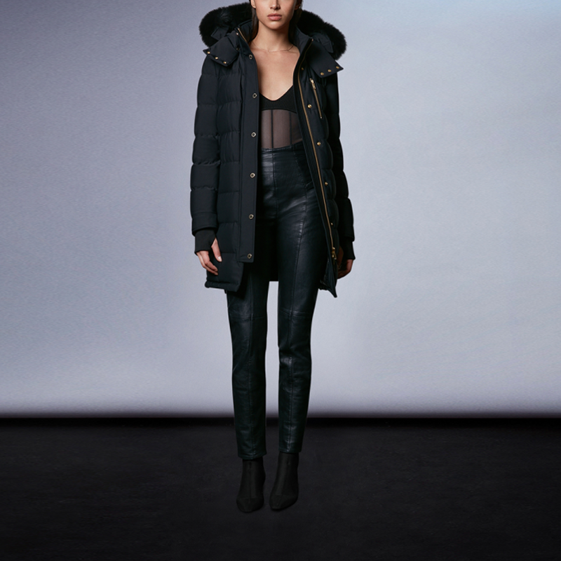 (Women) Moose Knuckles  Black Down Jacket with Logo and Fur Collar. M31LP222G-291 圖 3