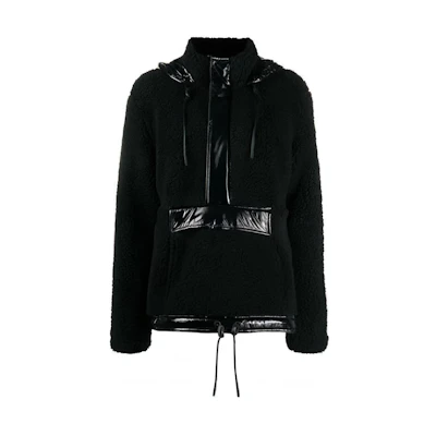 (Women) Moose Knuckles Black Fleece High Neck Zip-Up Jacket. M30LS620-292