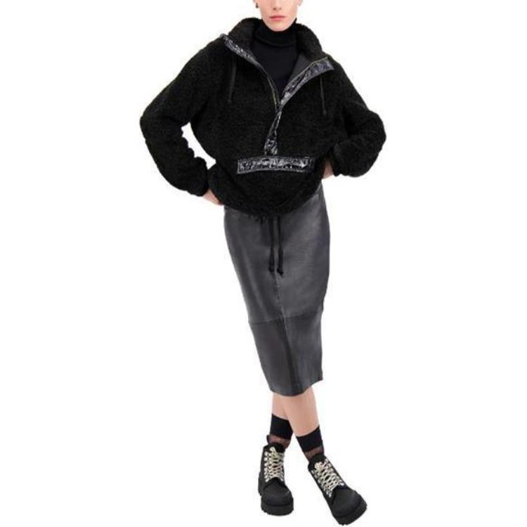 Lookbook (W) ムースナックルズ ブラック フリース ハイネック ジップアップ ジャケット M30LS620-292