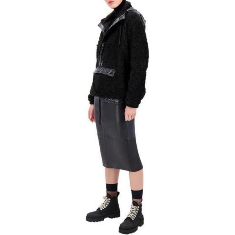 Purchase (W) ムースナックルズ ブラック フリース ハイネック ジップアップ ジャケット M30LS620-292