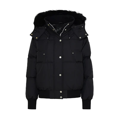 (Women) Moose Knuckles Black Loose Fit Hooded Down Jacket Coat. M33LB017S-305