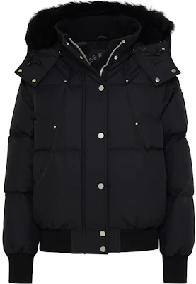 (W) Moose Knuckles 黑色寬鬆連帽羽絨外套大衣。 M33LB017S-305 Order (W) Moose Knuckles 黑色寬鬆連帽羽絨外套大衣。 M33LB017S-305