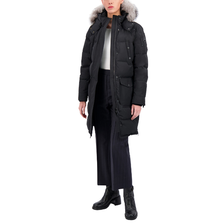 Purchase (W) Moose Knuckles 黑色中长款连帽羽绒夹克 - CAUSAPCAL. M39LP211-310