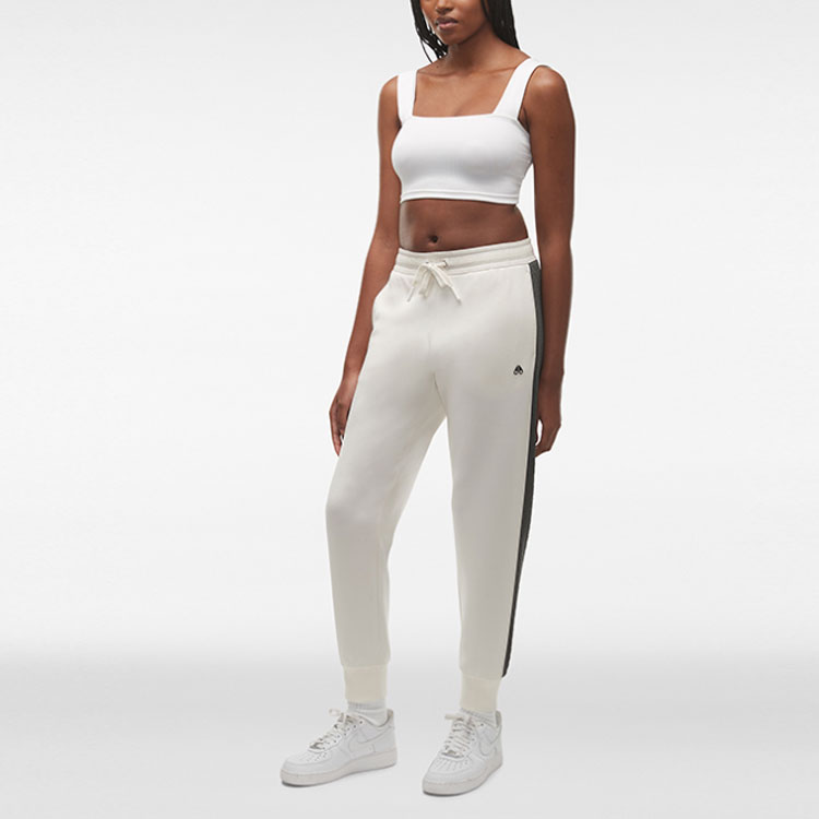 Shop (W) Moose Knuckles 拼色绗缝针织休闲裤. M13LR757-WHITE