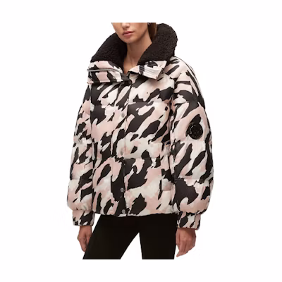 (Women) Moose Knuckles Rose Smoke Camo Print Down Jacket with Collar. M32LJ212H-1040
