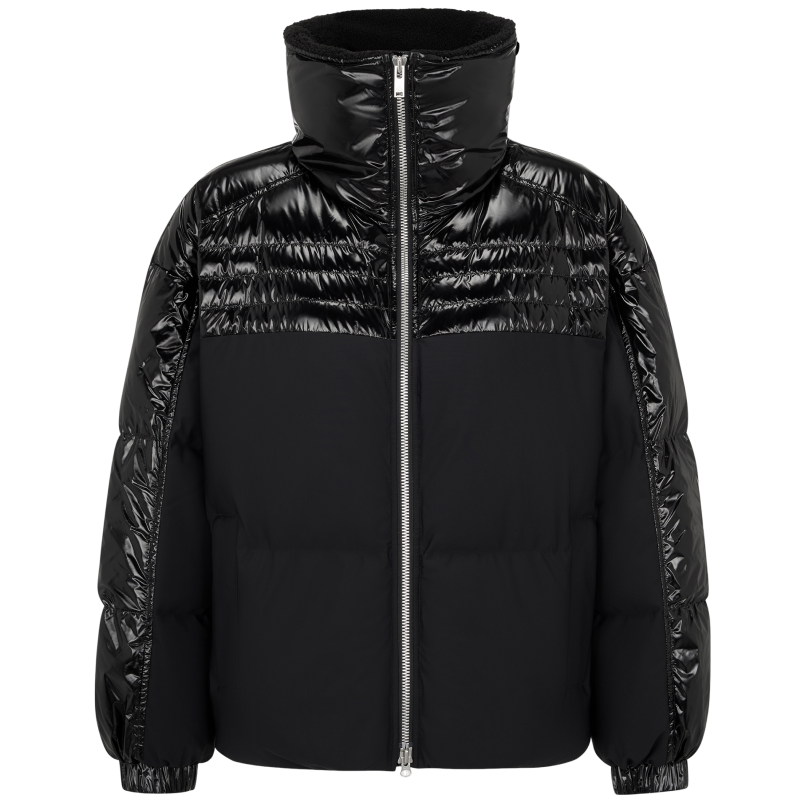 (Women) Moose Knuckles  Shiny High-Neck Zip-Up Jacket Black. M33LJ212H-1NY