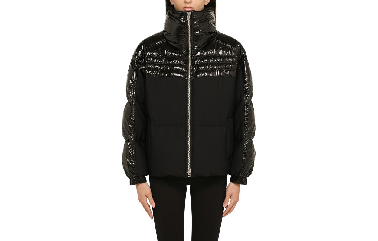 Order (W) ムースナックルズ シャイニー ハイネック ジップアップ ジャケット ブラック M33LJ212H-1NY