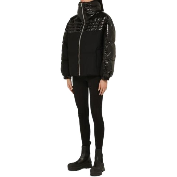 Shop (W) ムースナックルズ シャイニー ハイネック ジップアップ ジャケット ブラック M33LJ212H-1NY