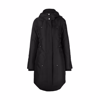(Women) Moose Knuckles Solid Color Hooded Zip Coat Black FW22. M32LP223N292CC2