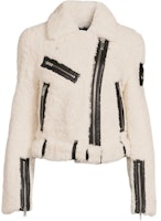 (Women) Moose Knuckles Truite River Shearling Zip-Up Jacket in Solid Color. M31LL331-155 (Women) Moose Knuckles Truite River Shearling Zip-Up Jacket in Solid Color. M31LL331-155