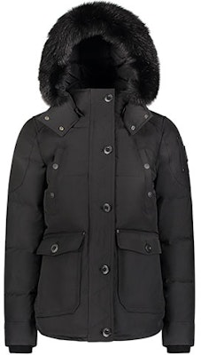 (W) Moose Knuckles Anguille黑色羽绒服 黑色毛边连帽修身款. M39LJ113-291 Buy (W) Moose Knuckles Anguille黑色羽绒服 黑色毛边连帽修身款. M39LJ113-291