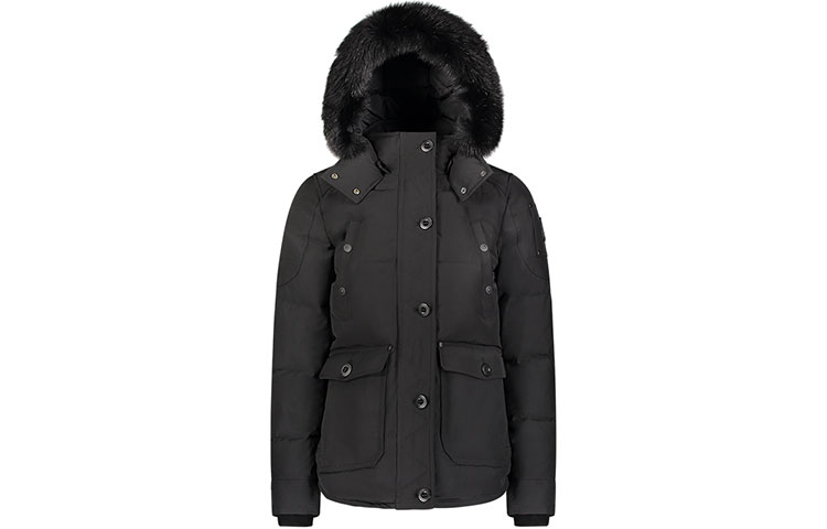 Order (W) Moose Knuckles Anguille黑色羽绒服 黑色毛边连帽修身款. M39LJ113-291
