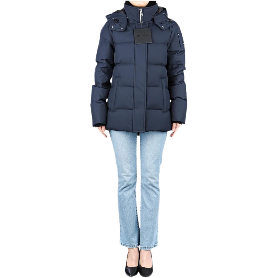 (Women) Moose Knuckles CLOUD 3Q Navy Blue Logo Zip-Up Hoodie Jacket M32LJ179N-833