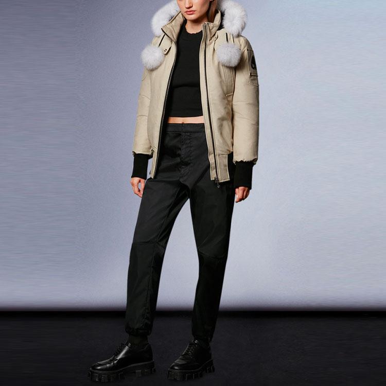 Shop (W) Moose Knuckles Debbie Bomber Jaket Putih Gaya Pilot. MK2002LB-347