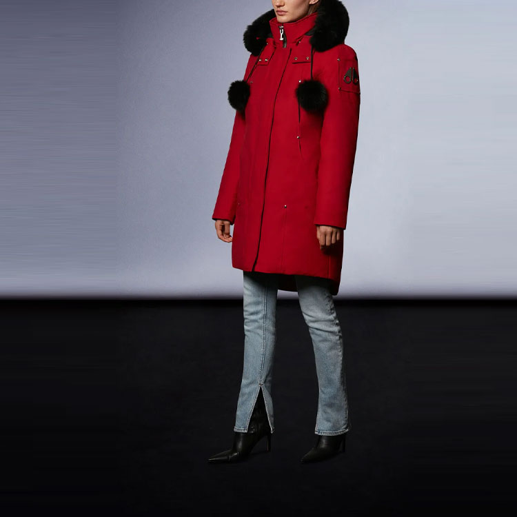 Lookbook (W) Abrigo Rojo con Piel Moose Knuckles FW19 Stirling Clásico para Mujer. MK2003LP-651
