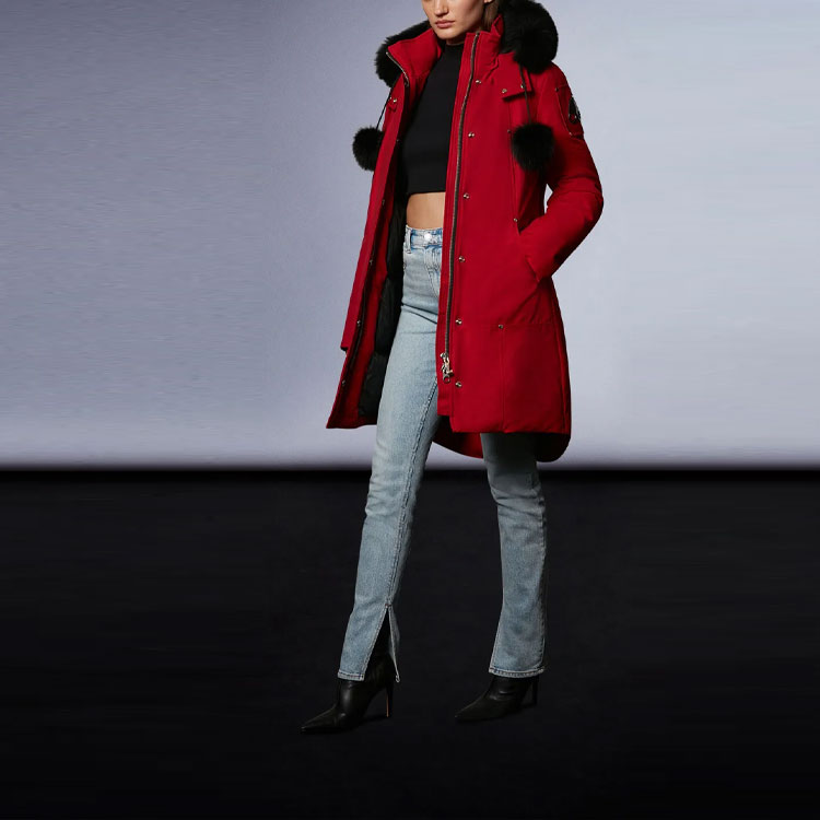 Shop (W) Abrigo Rojo con Piel Moose Knuckles FW19 Stirling Clásico para Mujer. MK2003LP-651