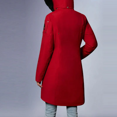 (W) Abrigo Rojo con Piel Moose Knuckles FW19 Stirling Clásico para Mujer. MK2003LP-651 Details for (W) Abrigo Rojo con Piel Moose Knuckles FW19 Stirling Clásico para Mujer. MK2003LP-651
