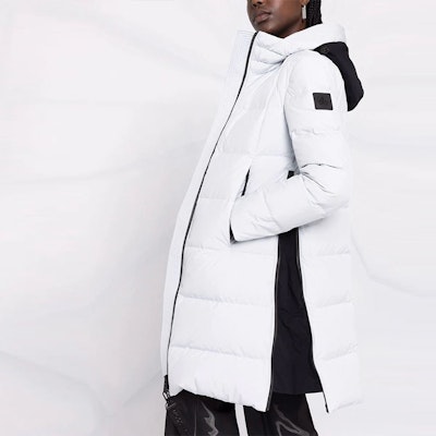 (W) Moose Knuckles FW21 Jaket Puffer Logo Putih. M31LJ140-891 Details for (W) Moose Knuckles FW21 Jaket Puffer Logo Putih. M31LJ140-891