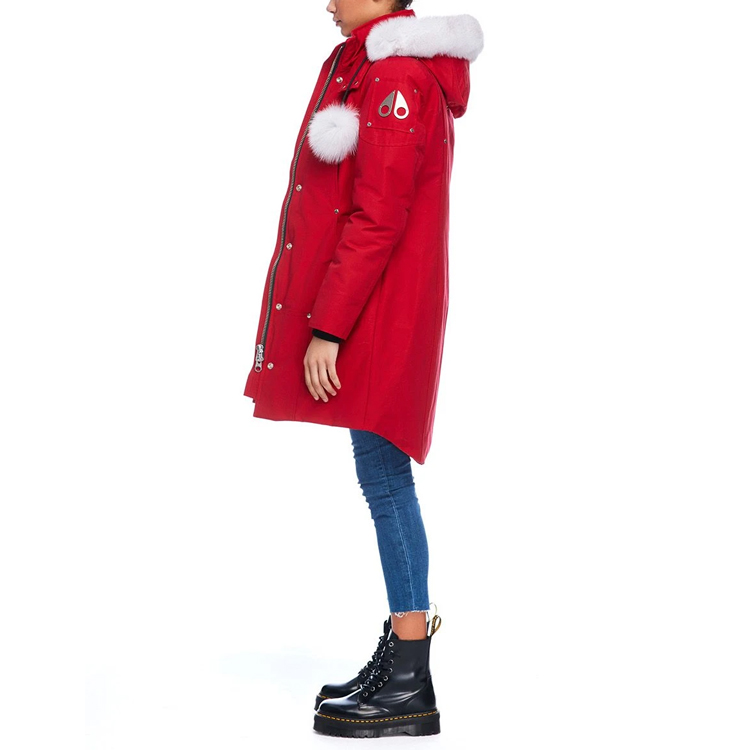 Purchase (W) 무스너클 FW21 스털링 클래식 로고 레드 여성용 퍼 트림 미드기장 파카. MK2003LP-704