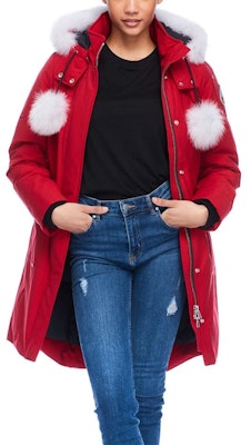 (W) 무스너클 FW21 스털링 클래식 로고 레드 여성용 퍼 트림 미드기장 파카. MK2003LP-704 Sizing (W) 무스너클 FW21 스털링 클래식 로고 레드 여성용 퍼 트림 미드기장 파카. MK2003LP-704