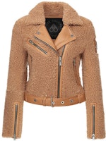 (Women) Moose Knuckles FW21 Truite River Shearling Biker Jacket Caramel M31LL331-291 (Women) Moose Knuckles FW21 Truite River Shearling Biker Jacket Caramel M31LL331-291