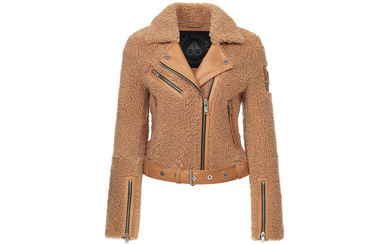 Order (W) Moose Knuckles FW21 Jaket Biker Truite River Shearling Caramel M31LL331-291