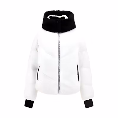 (Women) Moose Knuckles FW22 Colorblock Zip-Up Down Jacket Coat White M32LJ175155