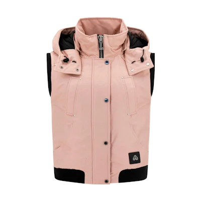 (Women) Moose Knuckles FW22 Colorblock Zip Sleeveless Hoodie Vest Light Pink M32LV477N-951