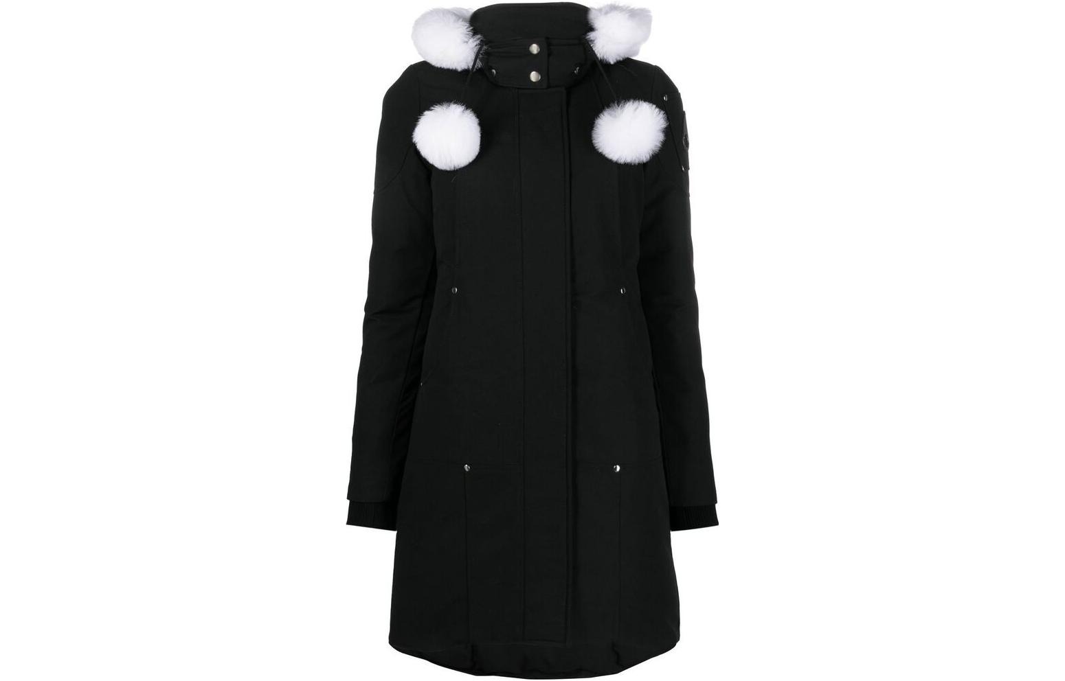 (Women) Moose Knuckles FW22  Mid-Length Hooded Down Jacket Black M32LP203S1001