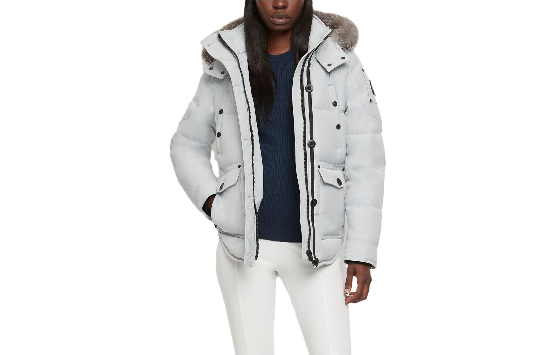 (Women) Moose Knuckles FW23 Anguille Shearling  Grey Birch Down Jacket with Pocket. M33LJ113S-1181