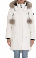 Lookbook (W) Moose Knuckles FW23 Stirling 白色羽絨外套附可拆帽。 MK2003LP-864