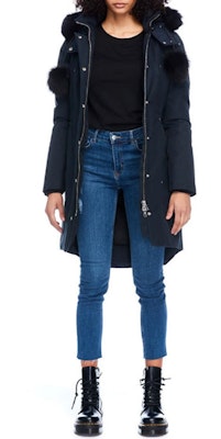 (W) 무스 너클스 FW23 스털링 네이비 파카 탈부착 후드와 로고. MK2003LP-402 Lookbook (W) 무스 너클스 FW23 스털링 네이비 파카 탈부착 후드와 로고. MK2003LP-402