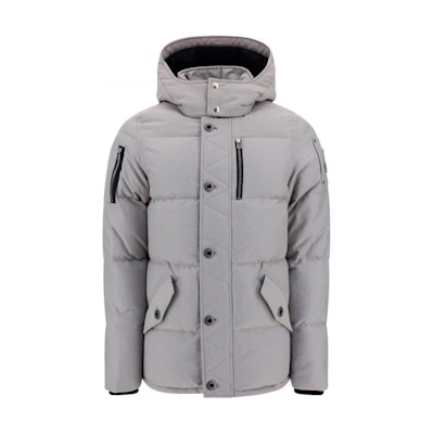 (Women) Moose Knuckles Grey Solid Hooded Down Jacket M32MJ128N1019