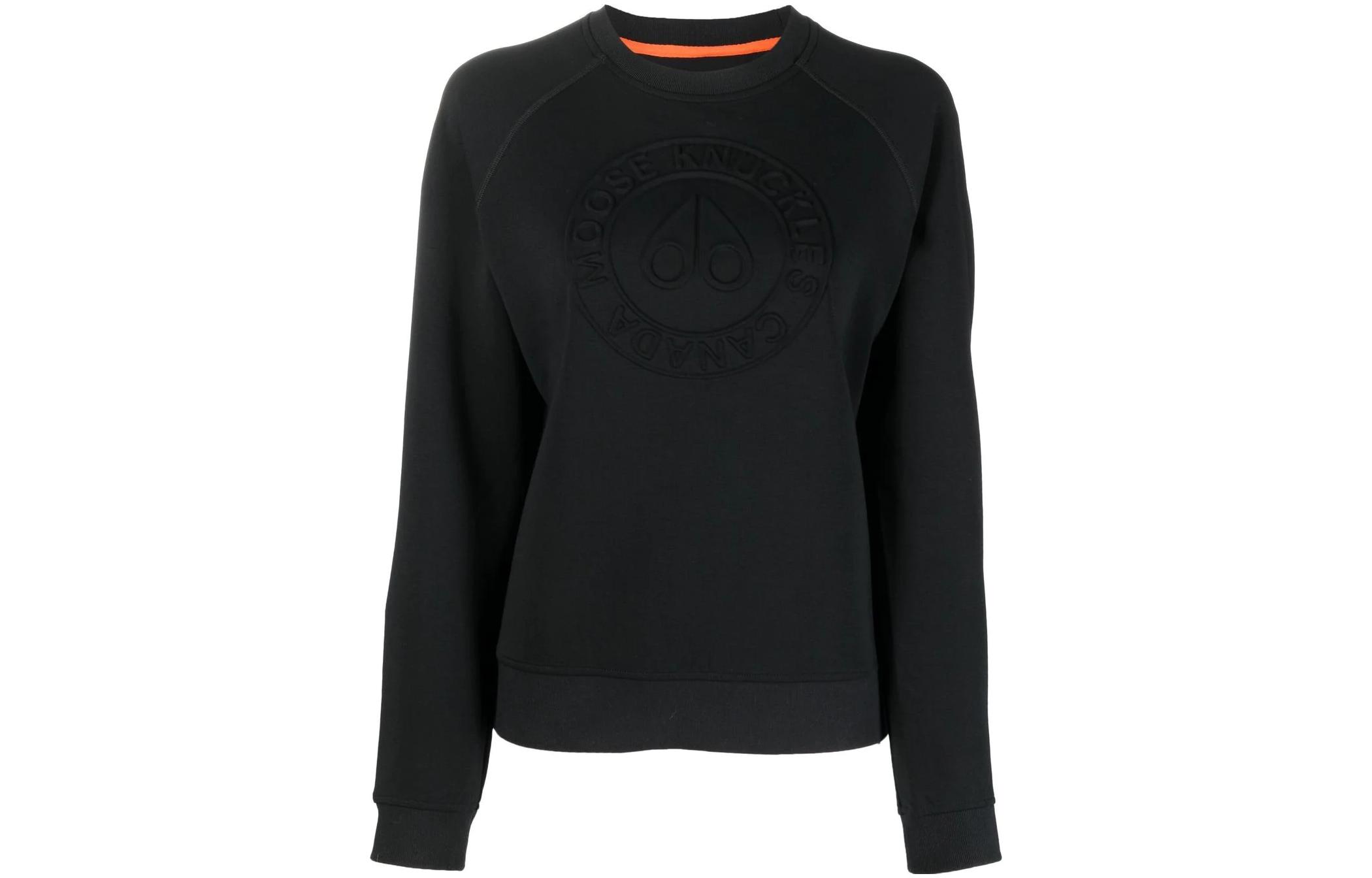 (Women) Moose Knuckles Scissor FW22  Black Pullover Sweatshirt Logo Embossed M32LS630-292