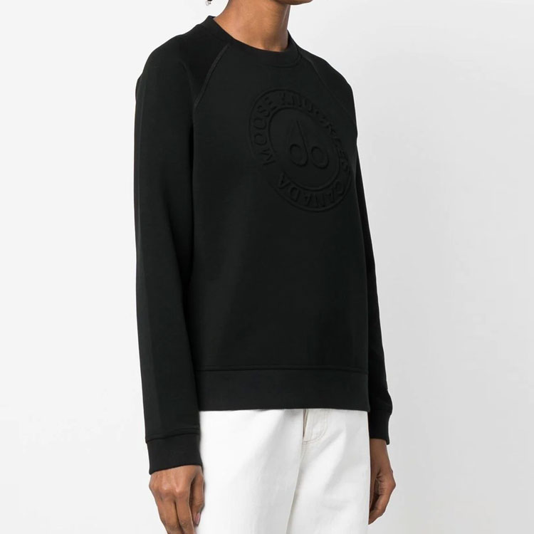 Purchase (W) Moose Knuckles 2022秋冬黑色压纹标志套头卫衣 M32LS630-292