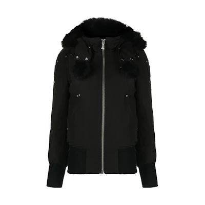 (Women) Moose Knuckles Scissor FW22 Black Solid Zip-Up Hoodie Jacket M32LB002S-305
