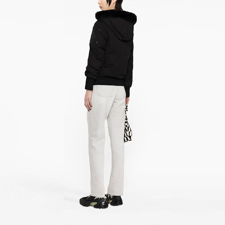 Shop (W) 麋鹿针扣剪刀FW22黑色纯色拉链连帽外套 M32LB002S-305