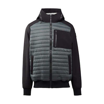 (Women) Moose Knuckles Sherwood Bomber Colorblock Hooded Puffer Jacket Women Black M33MB007-3170