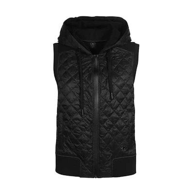 (Women) Moose Knuckles SS23 Black Solid Sleeveless Zip Hoodie Vest. M13LS637292