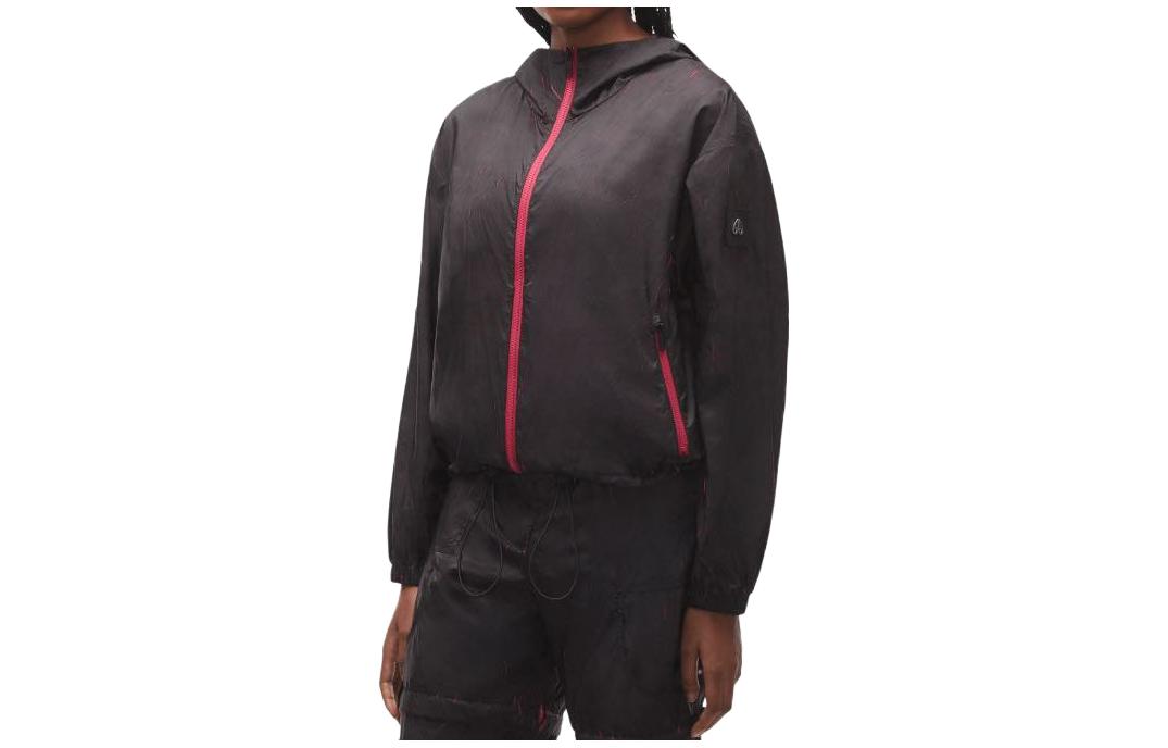 (Women) Moose Knuckles SS23 Crinkle Pink Logo Waterproof Black Jacket Women. M13LJ155H2