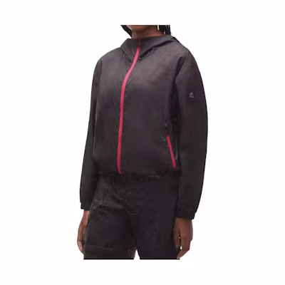 (Women) Moose Knuckles SS23 Crinkle Pink Logo Waterproof Black Jacket Women. M13LJ155H2