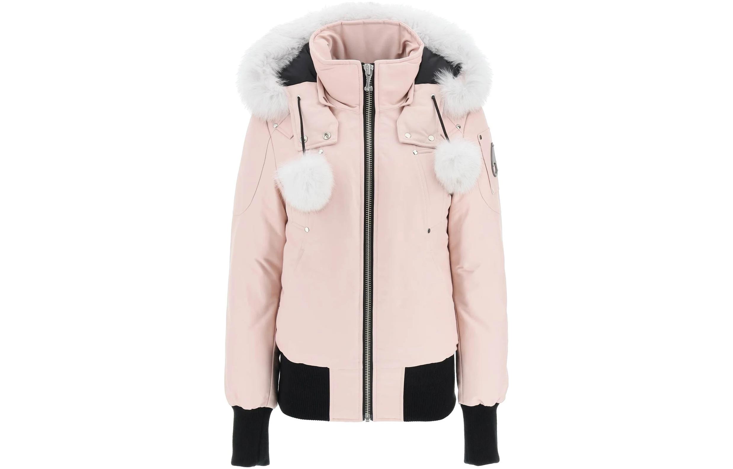(Women) Moose Knuckles SS23 Debbie Pink  Down Jacket with Faux Fur Hood Trim MK2002LB-952