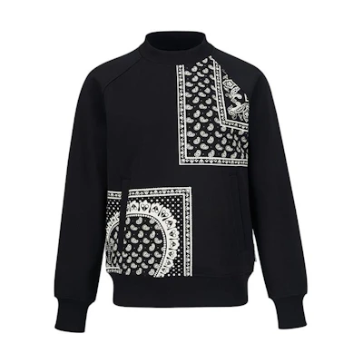 (Women) Moose Knuckles SS23 Paisley Black Printed Crewneck Sweatshirt. M13LS613H