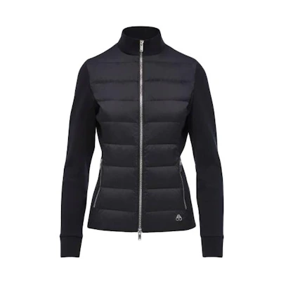 (Women) Moose Knuckles SS24 Black Zip-Up Stand Collar Jacket. M14LJ184-292