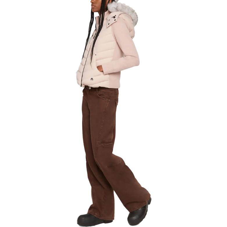 Lookbook (W) Moose Knuckles Valencia 混合針織羊羔絨拉鍊連帽外套 女 灰玫瑰色 M33LJ142S-3227