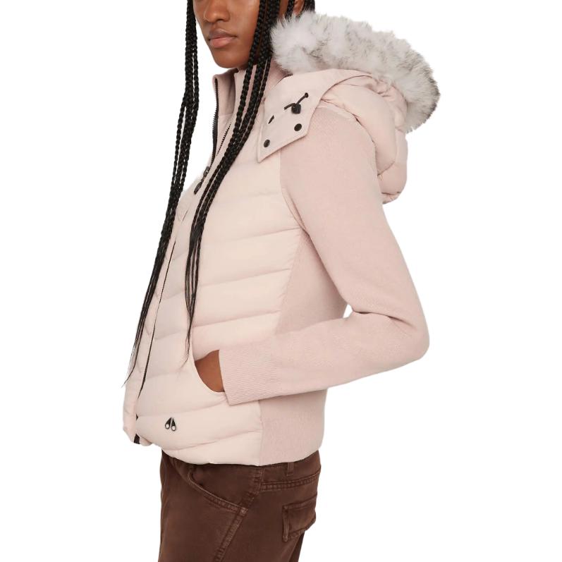 Purchase (W) Moose Knuckles Valencia 混合針織羊羔絨拉鍊連帽外套 女 灰玫瑰色 M33LJ142S-3227